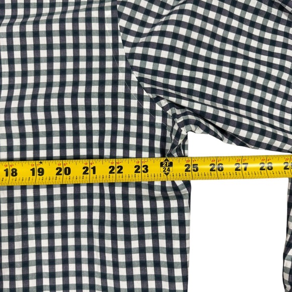 Thomas Dean Men's‎ XL Check Dress Shirt Black White Plaid Long Sleeve Cotton - Picture 8 of 10